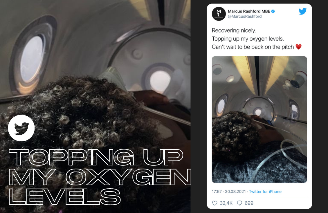 Hyperbaric chamber therapy with Marcus Rashford